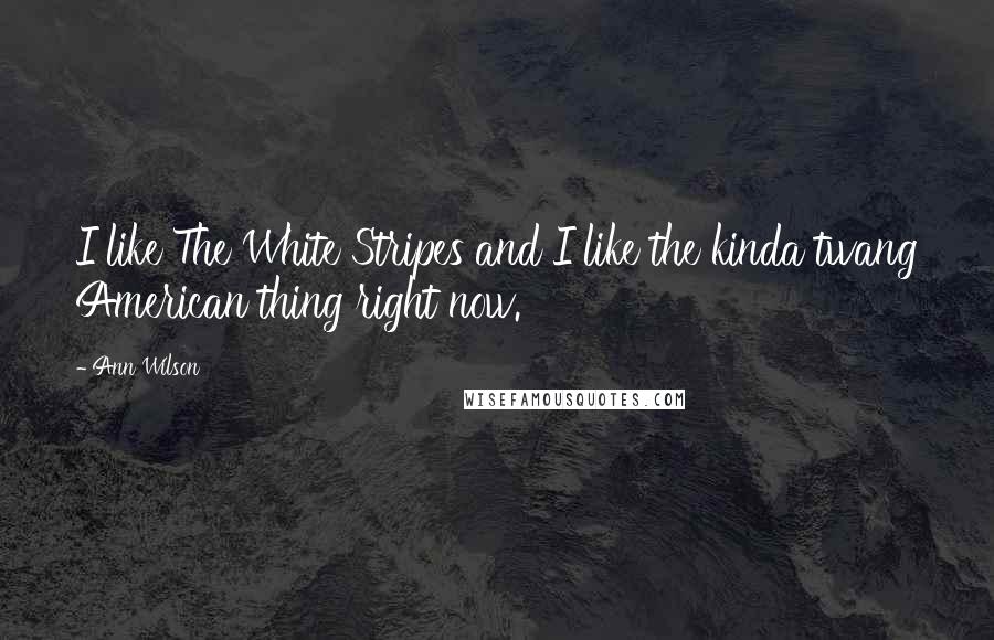 Ann Wilson Quotes: I like The White Stripes and I like the kinda twang American thing right now.