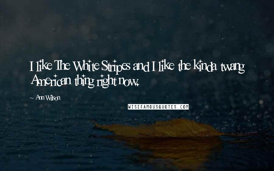 Ann Wilson Quotes: I like The White Stripes and I like the kinda twang American thing right now.