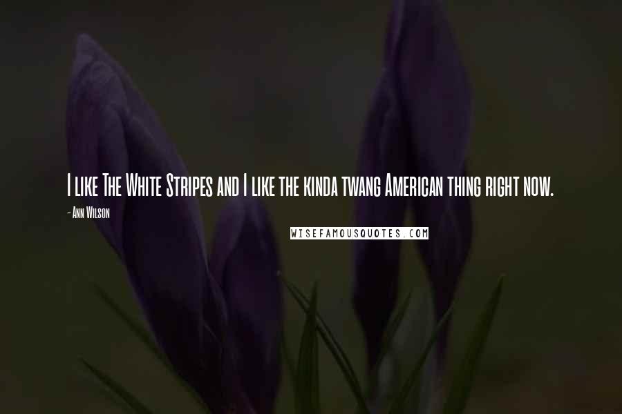 Ann Wilson Quotes: I like The White Stripes and I like the kinda twang American thing right now.