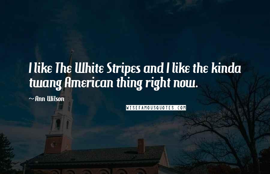 Ann Wilson Quotes: I like The White Stripes and I like the kinda twang American thing right now.