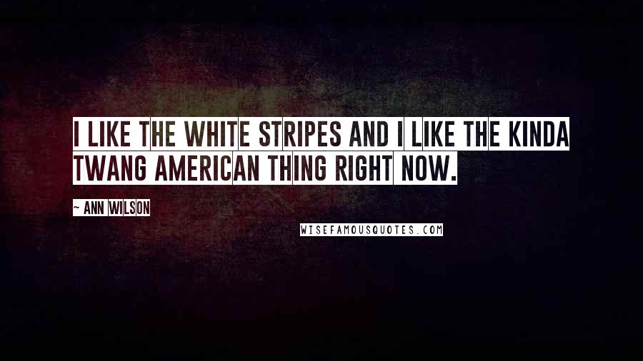 Ann Wilson Quotes: I like The White Stripes and I like the kinda twang American thing right now.