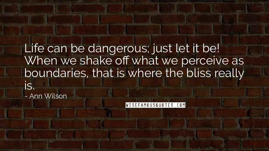 Ann Wilson Quotes: Life can be dangerous; just let it be! When we shake off what we perceive as boundaries, that is where the bliss really is.
