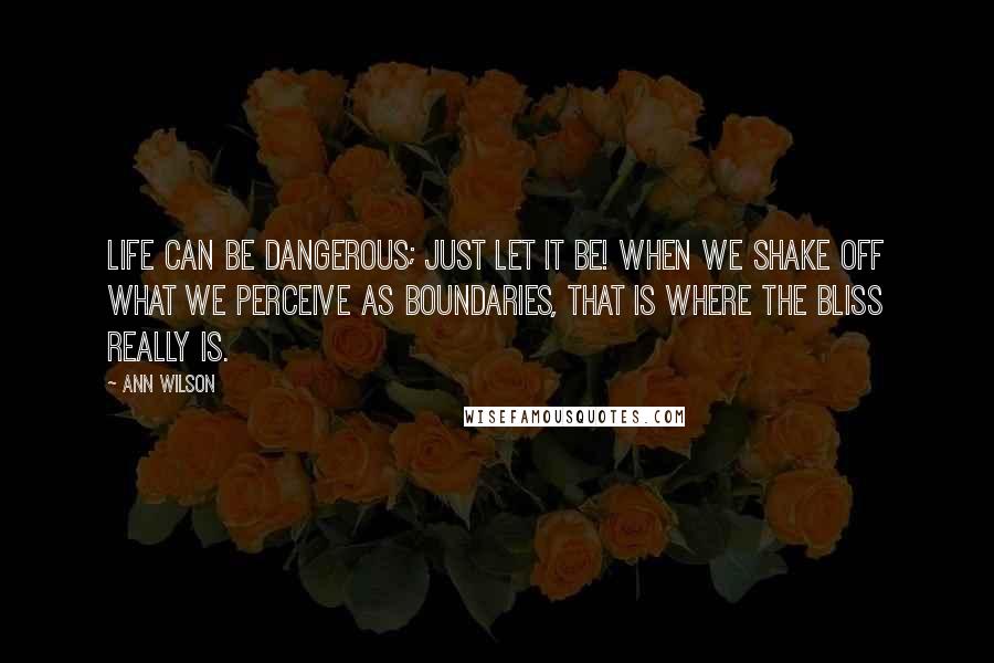 Ann Wilson Quotes: Life can be dangerous; just let it be! When we shake off what we perceive as boundaries, that is where the bliss really is.