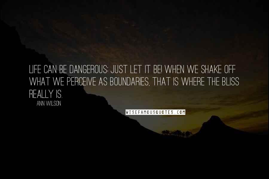 Ann Wilson Quotes: Life can be dangerous; just let it be! When we shake off what we perceive as boundaries, that is where the bliss really is.