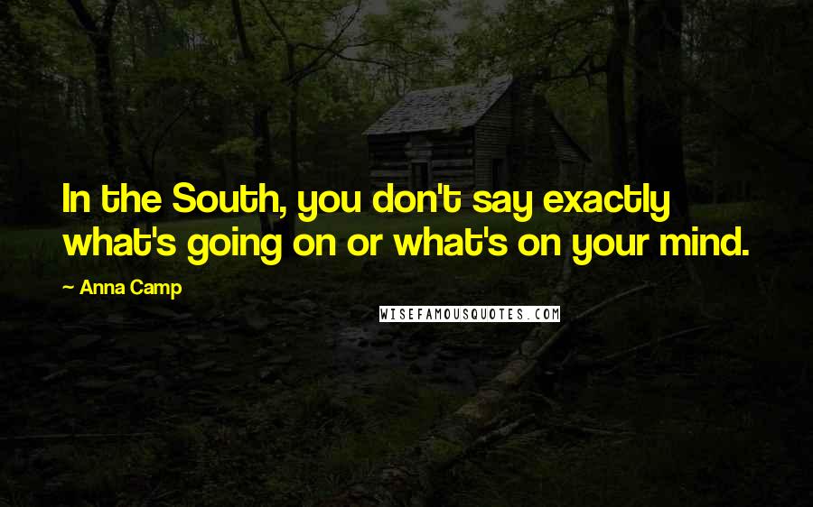 Anna Camp Quotes: In the South, you don't say exactly what's going on or what's on your mind.
