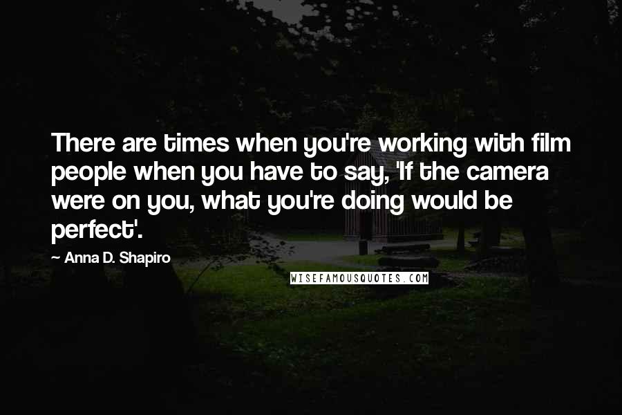 Anna D. Shapiro Quotes: There are times when you're working with film people when you have to say, 'If the camera were on you, what you're doing would be perfect'.