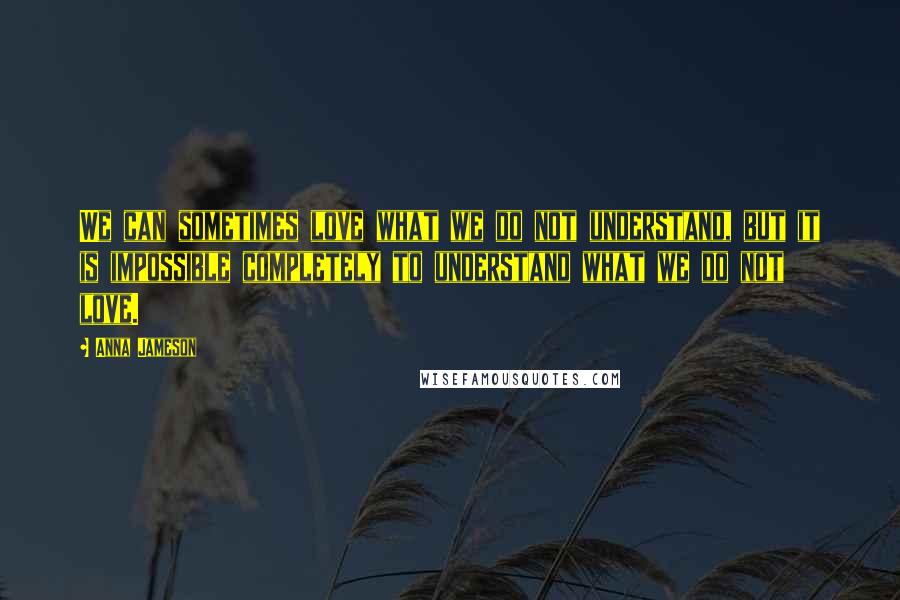 Anna Jameson Quotes: We can sometimes love what we do not understand, but it is impossible completely to understand what we do not love.