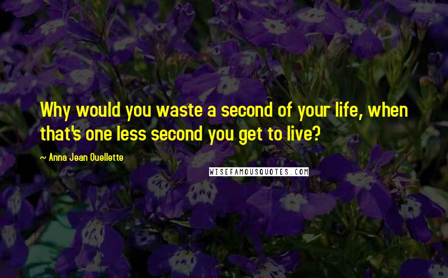 Anna Jean Ouellette Quotes: Why would you waste a second of your life, when that's one less second you get to live?