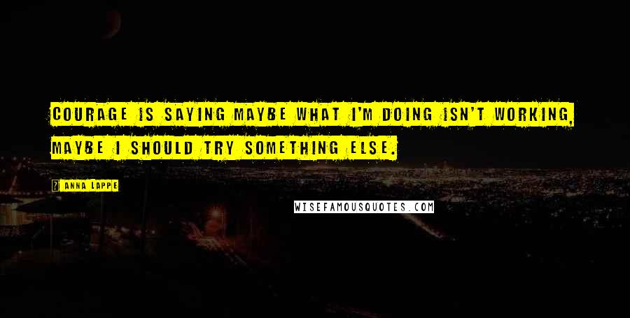 Anna Lappe Quotes: Courage is saying maybe what I'm doing isn't working, maybe I should try something else.