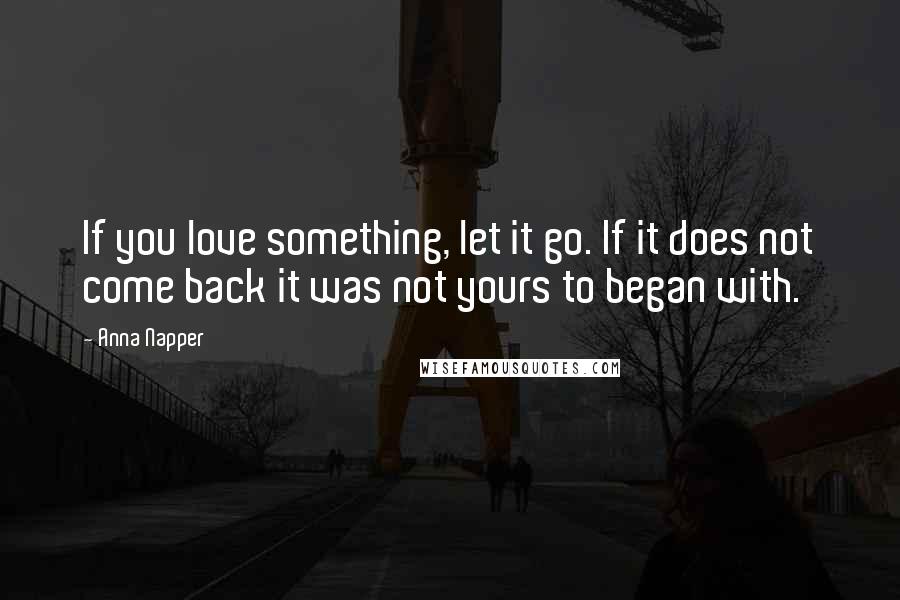 Anna Napper Quotes: If you love something, let it go. If it does not come back it was not yours to began with.