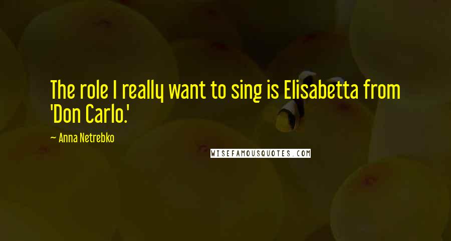 Anna Netrebko Quotes: The role I really want to sing is Elisabetta from 'Don Carlo.'