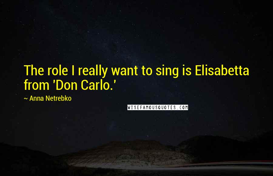 Anna Netrebko Quotes: The role I really want to sing is Elisabetta from 'Don Carlo.'