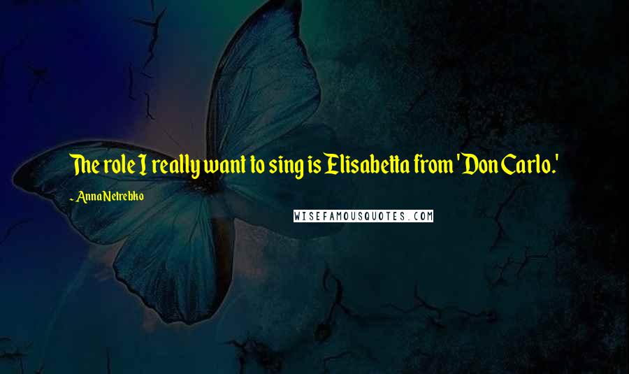 Anna Netrebko Quotes: The role I really want to sing is Elisabetta from 'Don Carlo.'