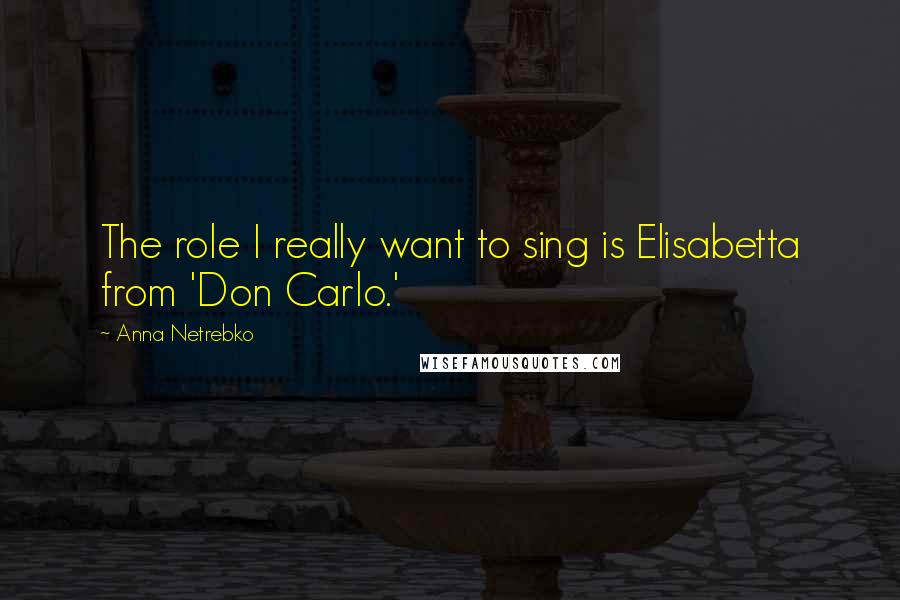 Anna Netrebko Quotes: The role I really want to sing is Elisabetta from 'Don Carlo.'