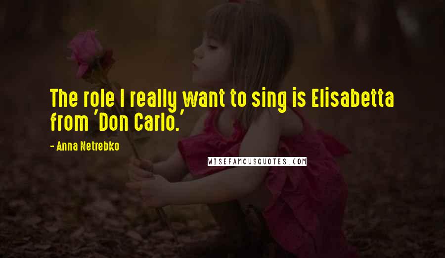 Anna Netrebko Quotes: The role I really want to sing is Elisabetta from 'Don Carlo.'