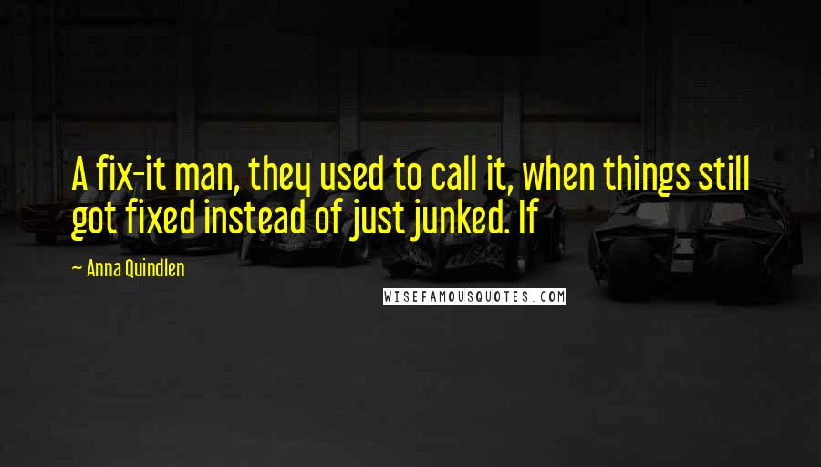 Anna Quindlen Quotes: A fix-it man, they used to call it, when things still got fixed instead of just junked. If