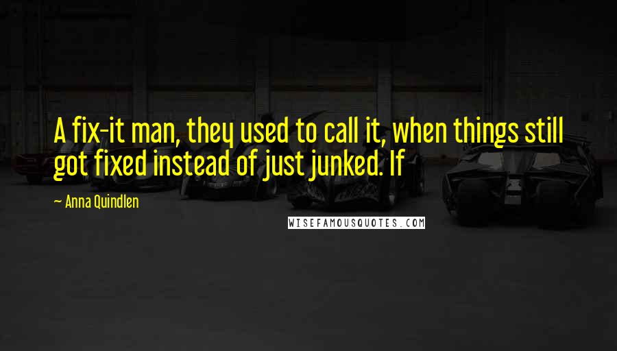 Anna Quindlen Quotes: A fix-it man, they used to call it, when things still got fixed instead of just junked. If