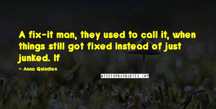 Anna Quindlen Quotes: A fix-it man, they used to call it, when things still got fixed instead of just junked. If