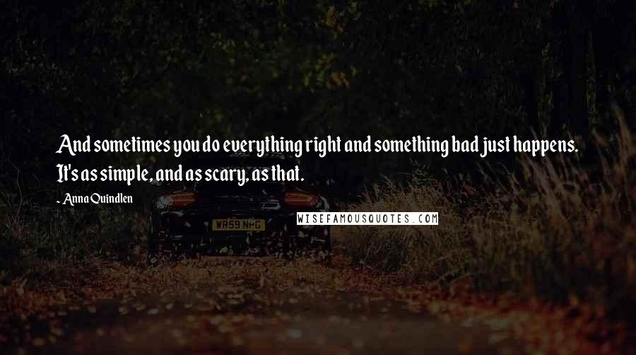 Anna Quindlen Quotes: And sometimes you do everything right and something bad just happens. It's as simple, and as scary, as that.
