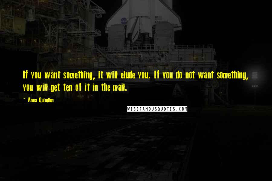 Anna Quindlen Quotes: If you want something, it will elude you. If you do not want something, you will get ten of it in the mail.