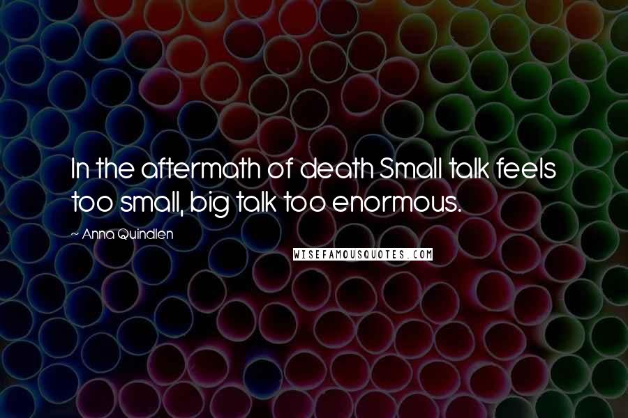 Anna Quindlen Quotes: In the aftermath of death Small talk feels too small, big talk too enormous.