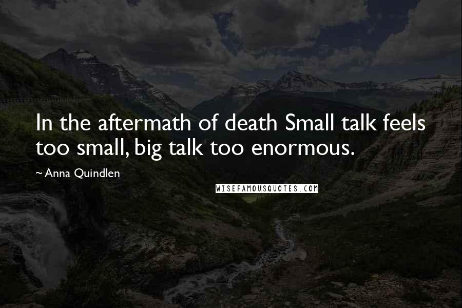 Anna Quindlen Quotes: In the aftermath of death Small talk feels too small, big talk too enormous.