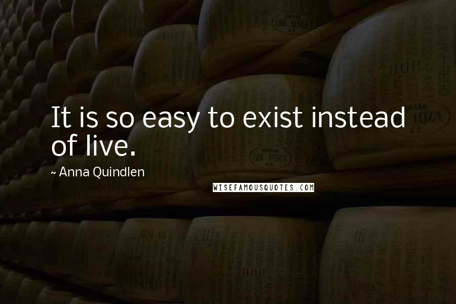 Anna Quindlen Quotes: It is so easy to exist instead of live.
