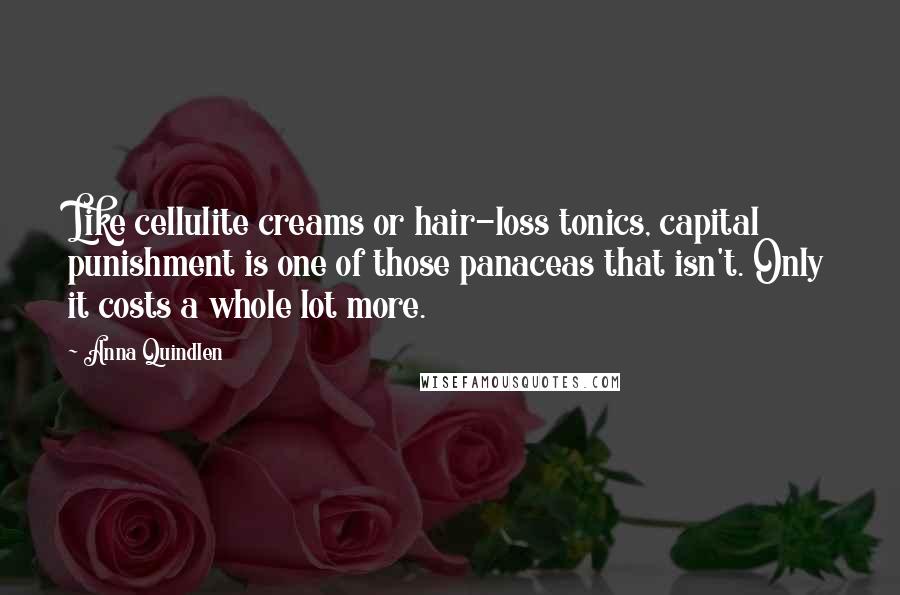 Anna Quindlen Quotes: Like cellulite creams or hair-loss tonics, capital punishment is one of those panaceas that isn't. Only it costs a whole lot more.