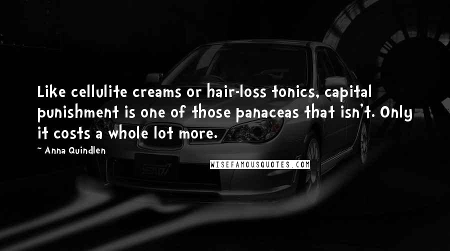 Anna Quindlen Quotes: Like cellulite creams or hair-loss tonics, capital punishment is one of those panaceas that isn't. Only it costs a whole lot more.