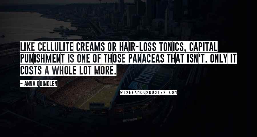 Anna Quindlen Quotes: Like cellulite creams or hair-loss tonics, capital punishment is one of those panaceas that isn't. Only it costs a whole lot more.