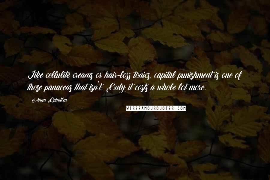 Anna Quindlen Quotes: Like cellulite creams or hair-loss tonics, capital punishment is one of those panaceas that isn't. Only it costs a whole lot more.