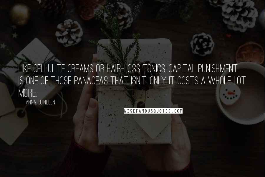 Anna Quindlen Quotes: Like cellulite creams or hair-loss tonics, capital punishment is one of those panaceas that isn't. Only it costs a whole lot more.