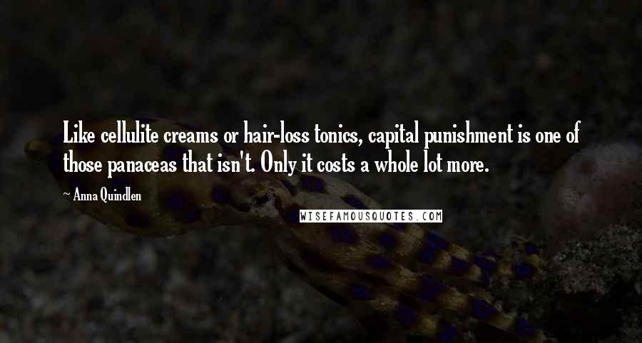Anna Quindlen Quotes: Like cellulite creams or hair-loss tonics, capital punishment is one of those panaceas that isn't. Only it costs a whole lot more.