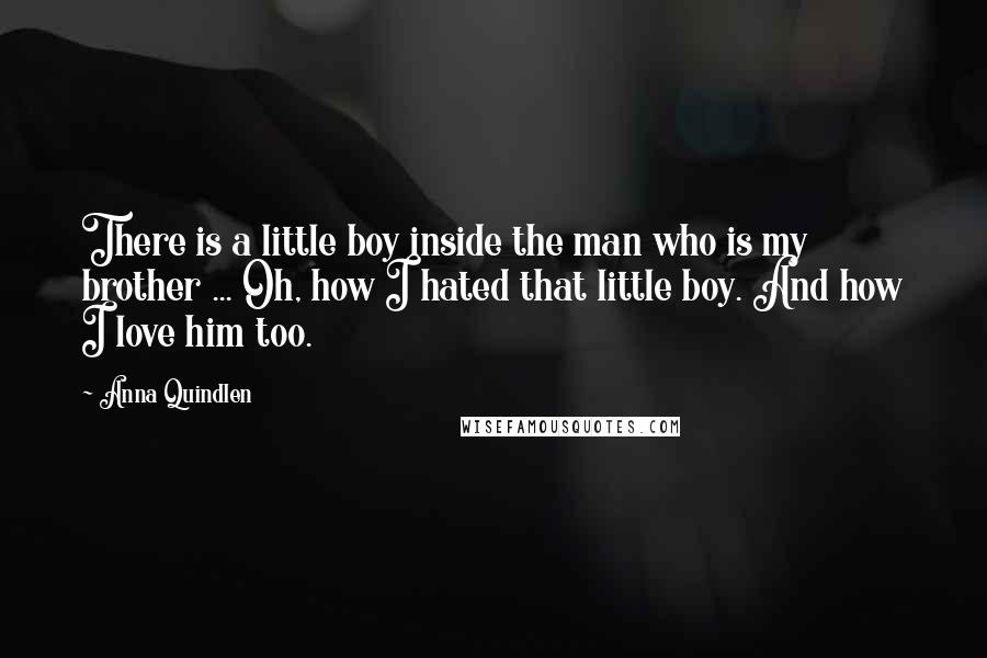 Anna Quindlen Quotes: There is a little boy inside the man who is my brother ... Oh, how I hated that little boy. And how I love him too.