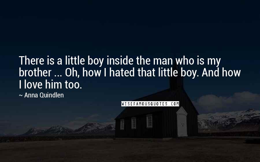 Anna Quindlen Quotes: There is a little boy inside the man who is my brother ... Oh, how I hated that little boy. And how I love him too.