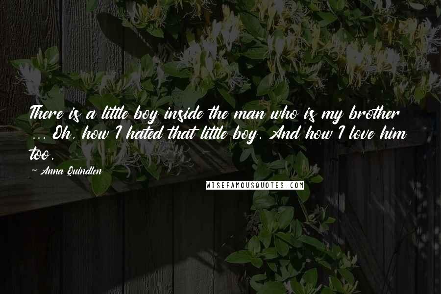 Anna Quindlen Quotes: There is a little boy inside the man who is my brother ... Oh, how I hated that little boy. And how I love him too.