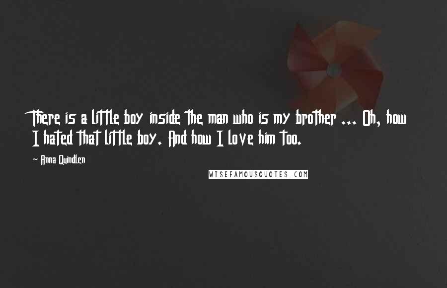 Anna Quindlen Quotes: There is a little boy inside the man who is my brother ... Oh, how I hated that little boy. And how I love him too.