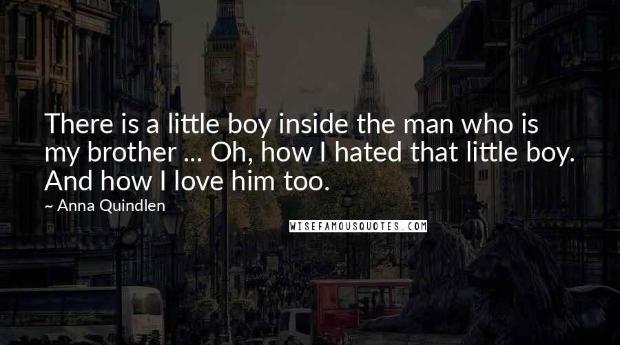 Anna Quindlen Quotes: There is a little boy inside the man who is my brother ... Oh, how I hated that little boy. And how I love him too.