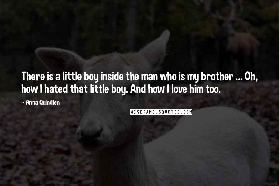 Anna Quindlen Quotes: There is a little boy inside the man who is my brother ... Oh, how I hated that little boy. And how I love him too.