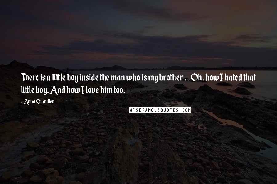 Anna Quindlen Quotes: There is a little boy inside the man who is my brother ... Oh, how I hated that little boy. And how I love him too.