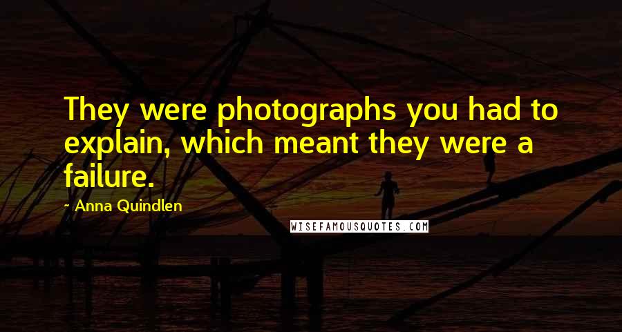 Anna Quindlen Quotes: They were photographs you had to explain, which meant they were a failure.