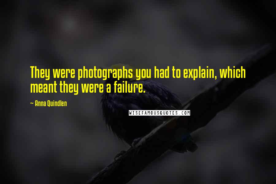 Anna Quindlen Quotes: They were photographs you had to explain, which meant they were a failure.