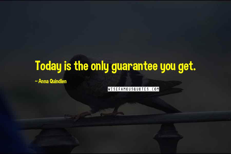 Anna Quindlen Quotes: Today is the only guarantee you get.