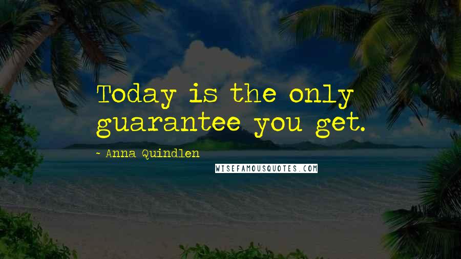 Anna Quindlen Quotes: Today is the only guarantee you get.