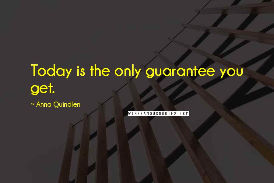 Anna Quindlen Quotes: Today is the only guarantee you get.