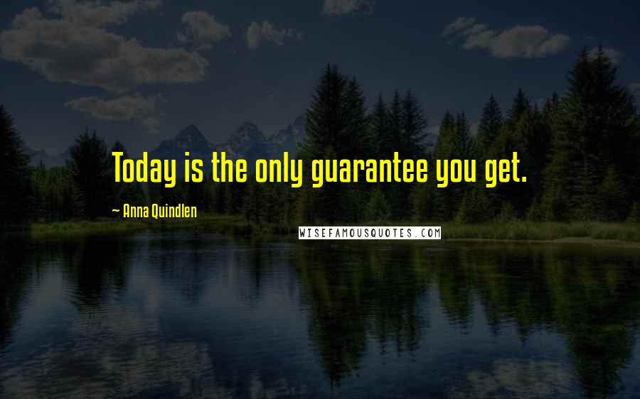 Anna Quindlen Quotes: Today is the only guarantee you get.