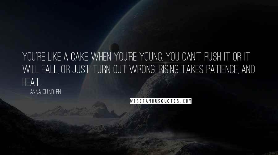 Anna Quindlen Quotes: You're like a cake when you're young. You can't rush it or it will fall, or just turn out wrong. Rising takes patience, and heat.