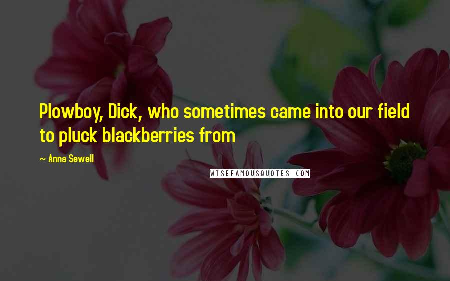 Anna Sewell Quotes: Plowboy, Dick, who sometimes came into our field to pluck blackberries from