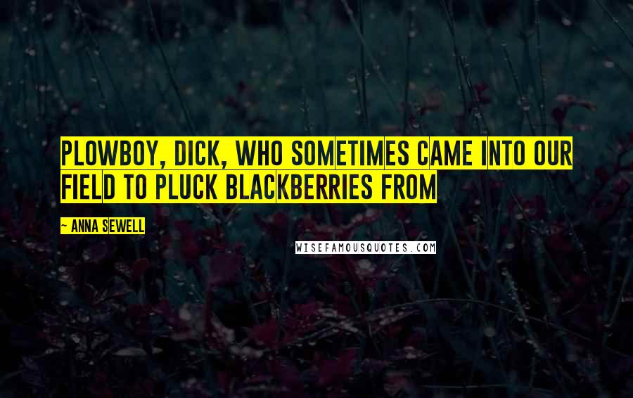 Anna Sewell Quotes: Plowboy, Dick, who sometimes came into our field to pluck blackberries from