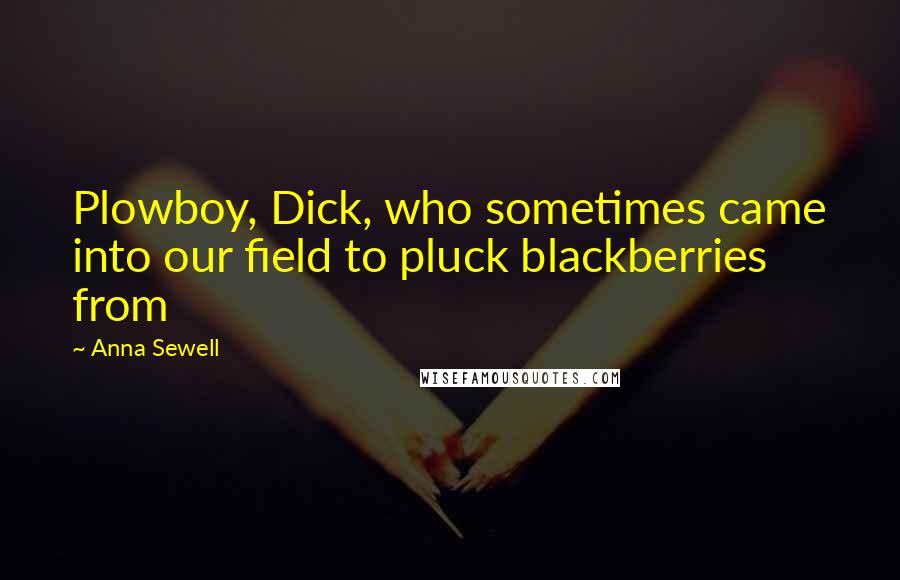 Anna Sewell Quotes: Plowboy, Dick, who sometimes came into our field to pluck blackberries from